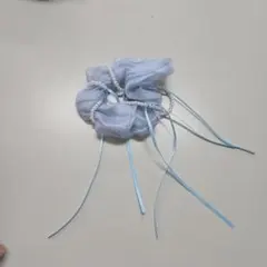 水色 シフォン シュシュ パールビーズ付き【未使用に近い】