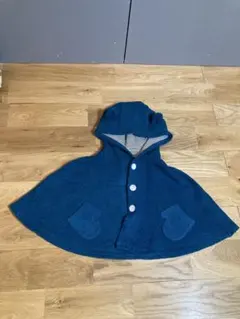 フード付きポンチョ　ダークグリーン　70〜80サイズ