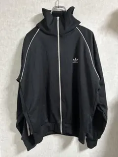 80s adidas アディダス トラックジャケット 黒 スタンドカラー M