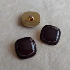 スクエアボタン ブラック＆ゴールド　20mm 3個