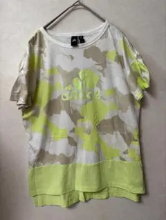 #3711 adidas Tシャツ 柄入り ホワイト×イエロー M