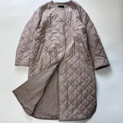 23区 ノーカラー キルティングコート ロング 中綿コート ダイヤキルティング