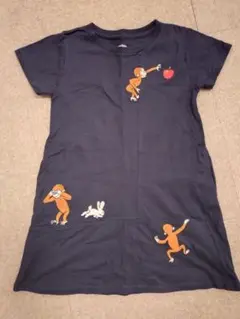 graniph　Curious George 半袖ワンピース 110 ネイビー