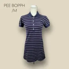 a037 【PEE BOPPH】　ポロシャツ　ワンピース　ボーダー　ネイビー　Mのサムネイル