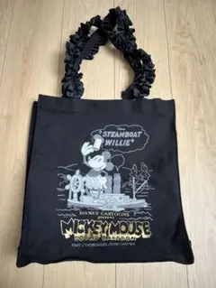 Maison de FLEUR ディズニー　蒸気船ウィリー　トートバッグ　黒