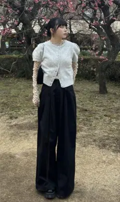 【本日価格新品】GRL グレイル　センタープレスストレートパンツ　ブラック　S