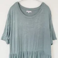 【3XL】 ワンピース くすみグリーン 大きいサイズ ロングワンピース お出かけ