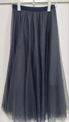 fifth グレー チュール フレアロングスカート