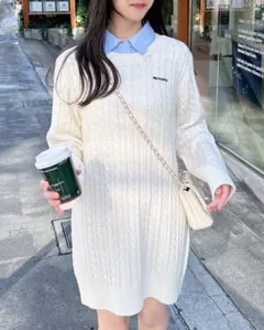 INGNI 襟付きケーブルニットワンピ