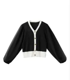 リブ編みバルーンスリーブシャツ