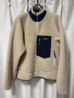 patagonia フリースジャケット XS ベージュ/ネイビー