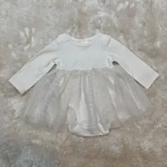 H&M ベビー チュール付き ロンパース ワンピース ホワイト 50-60