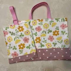 【ハンドメイド】レッスンバックセット　花柄