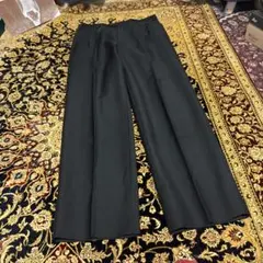 希少 00s old ブラック リネン×レーヨン バギー ワイドスラックス 極太