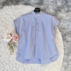 ROPE PICNIC フレンチスリーブ ブラウス　38 青 体型カバー 上品