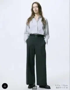 【新品】UNIQLO ブラッシュドジャージーワイドパンツ Sダークグレー