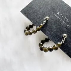 79．天然石ピアス フープ オブシディアン サージカルステンレス