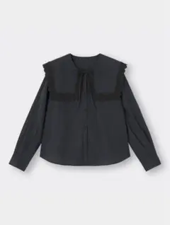 長袖ブラウス XLトップス レディース ブラック 黒 リボン かわいい 大きめ