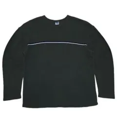 OLD NAVY カットソー オリーブ チェストボーダー 鹿の子 ワッフル