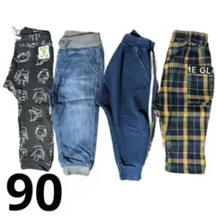 90cm　ボトムス４本セット　まとめ売り　秋冬　長ズボン　SLAPSLIP
