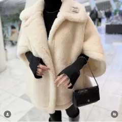 lilirena ポンチョ ボア アウター コート