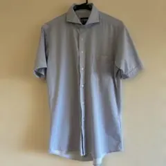 ライトブルー　スリムフィット　半袖シャツ