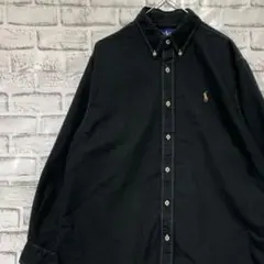 ラルフローレン長袖シャツ！ブラックL ロゴ刺繍 1210