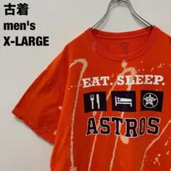 古着 ASTROS Tシャツ ブリーチ ビッグサイズ 派手 奇抜 オレンジXL
