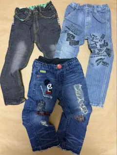 キッズ ジュニア ボトムス ジーパン 長ズボン まとめ売り 3点 セット 110