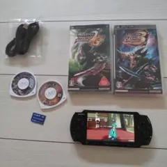 極美品★psp3000本体★黒5★新品バッテリー、ゲーム、メモリー、新品充電器付
