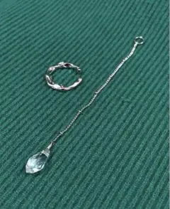 2way シルバークリスタルドロップ イヤーカフ