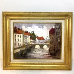 肉筆油彩 ベルナ-ル風絵画 サン＝ミシェル橋 パリ 美術品 風景画