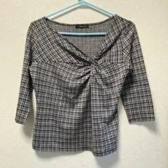 COMME CA ISM チェック柄 五分袖 トップス