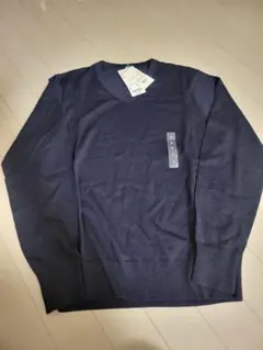 UNIQLO エクストラファインメリノ Vネックセーター ネイビー【新品】S