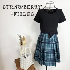 美品　STRAWBERRY-FIELDS ドッキングワンピース M チェック柄