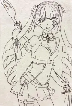 オリジナルイラスト 手描き アナログイラスト 色紙 原画 バニーガール