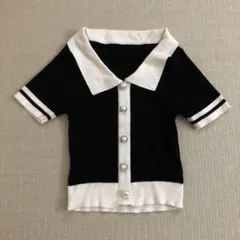 グレイル 襟付き バイカラー ショート丈 ニット トップス