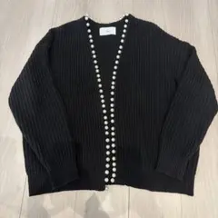 Vinヴァン　ビジューパールデコレーションニットカーディガン