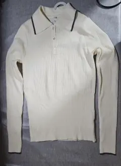 アイボリー ポロランダムリブニット Mサイズ