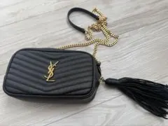 YSL ブラックレザーショルダーバッグ