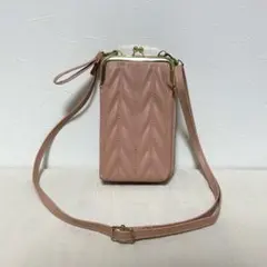 がま口ショルダー お財布ポーチ スマホポーチ ピンク