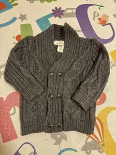 90cm グレー ケーブル編み カーディガン ニット