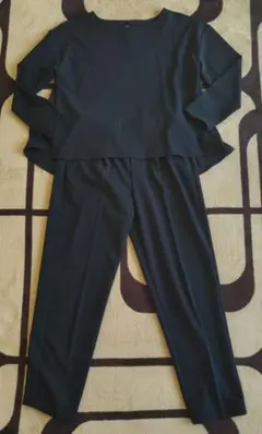【美品】IKKA パンツスーツ セットアップ L ネイビー 洗濯可