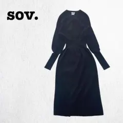 DE0449【ソブ】ニットワンピース【36】バルーンスリーブ ドロショルブラックのサムネイル