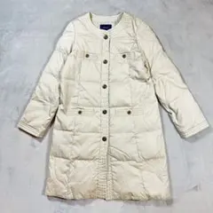 h853 シップス ダウンジャケット ノーカラー ロング丈 アイボリー