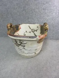 織部　手あぶり火鉢　一対 織部 手あぶり火鉢 一対