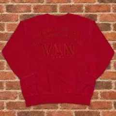 VAN JAC スウェット トレーナー レッド 背面 ビッグロゴ 刺繍 Mサイズ