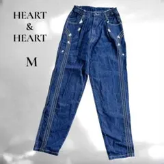 【HEART & HEART】蝶々　刺繍　ハイウエスト　総ゴム　ブルー ハートM
