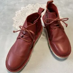 レザーショートブーツ　レースアップ　JS Heart Label 24.5 4E