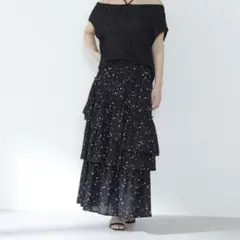 NATURAL BEAUTY BASIC ランダムドットティアードスカート